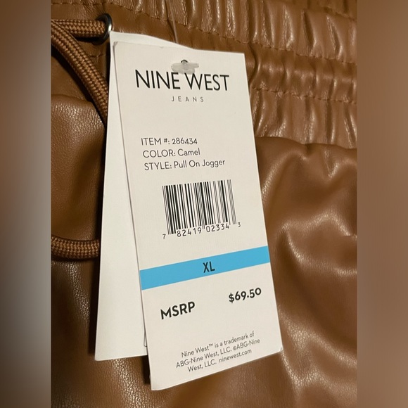 Nine West Womens Pull on Jogger Mid-Rise Pull-On Faux-Leather Pants Size XL New - Picture 6 of 6